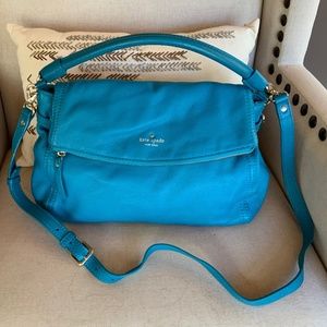Authentic Kate Spade blue handbag with removable should strap and dust bag.